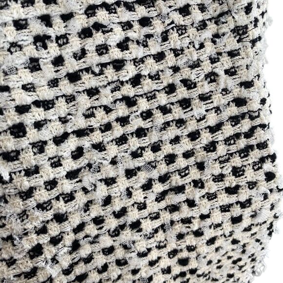 St. John Women’s 10 Fringe Trim‎ Boucle Tweed Blazer Overcoat Cream Black Artsy - Picture 9 of 11